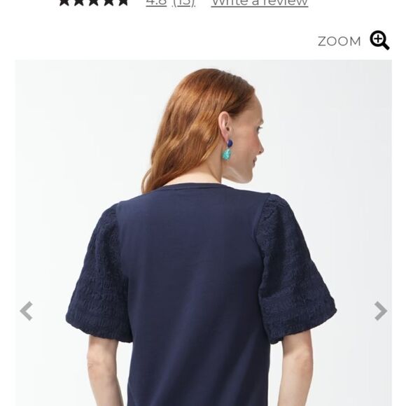 Chico's navy soft knit top with textured puff sleeve. 570353056 size 1 NWT - Picture 3 of 6